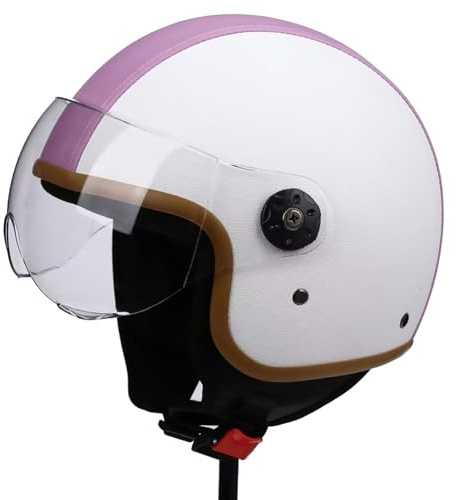 Casque Moto, Casque Semi-Ouvert Certifié ECE 22.06, Casque Ouvert, Moto Et Scooter, Femme, Adulte, Visière Anti-Rayures A12,55-60cm