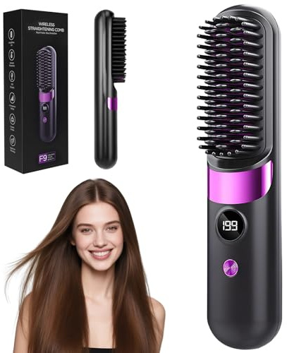 Stylingbürste für Kurze Haare, Tragbare Glättungsbürste für Haarstyling, Go Brush Pro, Tragbar & Wiederaufladbar Styling Bürste für Reisen und Täglichen Gebrauch.