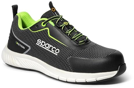 Sparco Traction Yuki Scarpe Antinfortunistiche da Uomo S1PS ESD SR FO HRO Basse Metal Free. Ultraleggere, Traspiranti estive con Puntale in vetroresina. EU 43