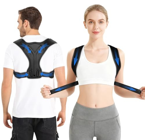 Beugo Correttore Posturale Spalle Schiena, Fascia Posturale Spalle e Schiena Traspirante Regolabile, athlitis Correttore Postura Uomo Donna, correzione della postura, schiena dritta, Nero, M