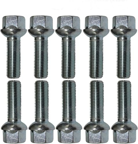 TRACER 10x Radschrauben M12x1,5 Kugelbund R12 45mm | Schlüsselweite 17mm kompatibel mit Mercedes-Benz 108 109 111 114 116 123 190 201 S 12