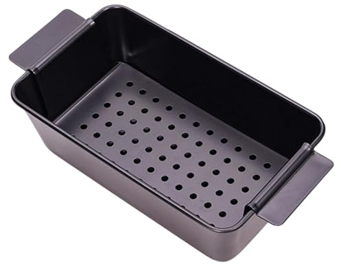 Générique Moule à pain de viande noir avec bac de récupération des graisses, 25 x 14,5 cm, antiadhésif, pour pain, pain de viande et rôtissage. Envoi local. (Black, One Size)