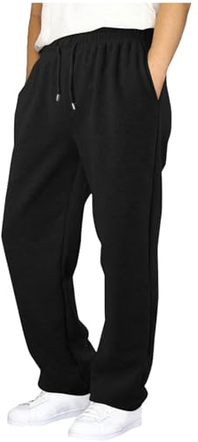 Tracksuit Bottoms Boys Boys Joggers Baggy Jogging Tracksuit Bottoms Straight Leg Jogger Uncuffed Elastic Waist Sweatpants Kids Sports Casual Winter Trousers for School PE Lessons, Sports Black