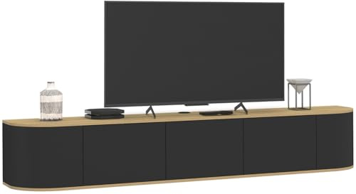 IDMarket - Hänge-TV-Möbel 180 cm Leora 3 Türen aus Holz und Schwarz
