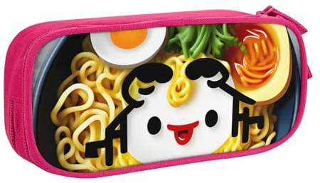 KWQDOZF Trousse à Crayons Grande capacité avec Motif Nouilles Ramen et coquetiers, Double Fermeture éclair, Organiseur de Maquillage