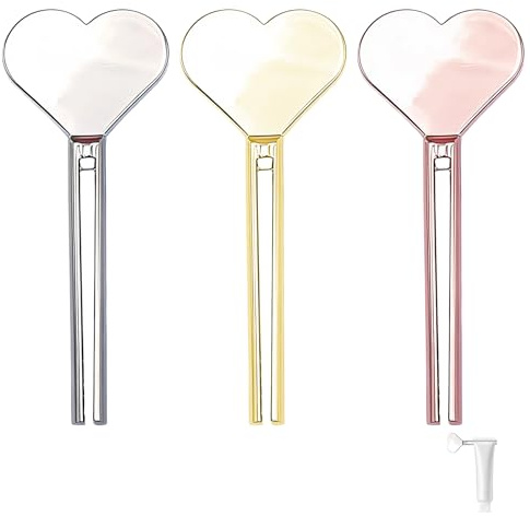 3 Pcs Toothpaste Squeezer, Metal Tube Squeezer Key, Manual Rolling Key for Toothpaste Tube, Heart Shape Metal Squeezer for Hand Cream, Bathroom Cosmetic Aids Accessories (Gold, Silver, Rose Gold)