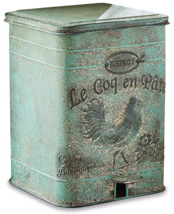 Loberon Abfalleimer Kora, antikgrün | französisches Accessoire, nostalgischem Stil, Antikgrün, Dekorative Patina, Zinn