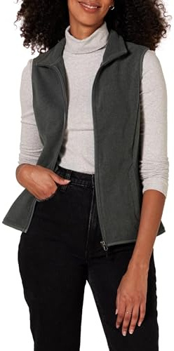 Amazon Essentials Gilet in Morbido Pile Senza Maniche dalla vestibilità Classica (Disponibile in Taglie Forti) Donna, Carbone Puntinato, XL