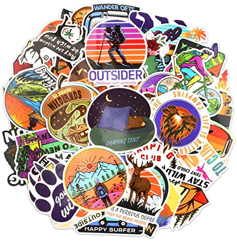 50pcs Scrapbook Stickers Laptop Stickers Cute Stickers Animal Stickers Small Stickers for Children Suitcase Stickers Sticker Pack (Adventure Theme)