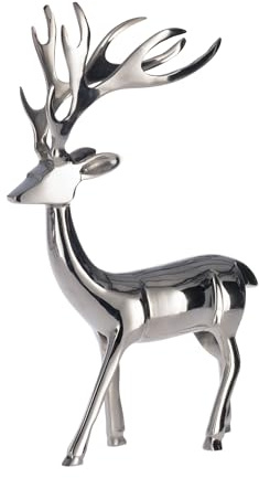 EGLO LIVING Deko Rentier Baligian, Weihnachtsdeko Fensterbank | Herbstdeko Wohnzimmer, Weihnachtsfigur Hirsch Reh, Tischdeko Weihnachten Herbst, Metall in Chrom, H 40 cm