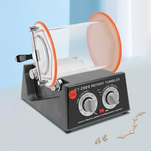 5Kg 220V Schmuck Poliermaschine, Rotary Tumbler Schmuck Polierer, Schmuck Polieren Trommel Kugelmühle Gerät, Kugelmühle Trommel Polierer 5 Geschwindigkeiten mit Timer Polisher