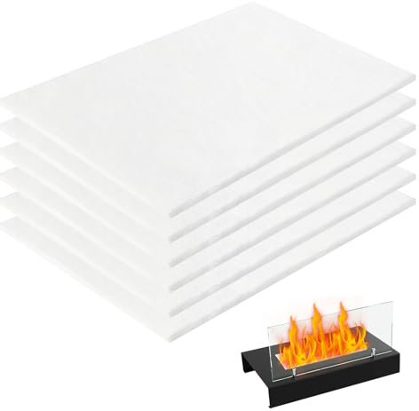 Lana di Ceramica per Caminetti a Etanolo, 6 Pezzi di Spugna di Lana di Ceramica per Caminetti da Tavolo 30 x 20 cm, Lana di Ceramica per Bioetanolo per Prolungare il Tempo di Combustione