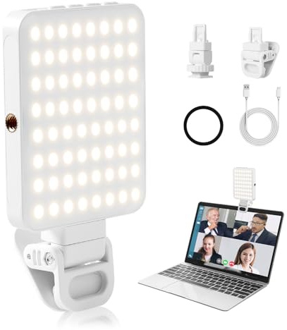 AiQInu Luz de Video 128 LED Profesional, 3000-6500K Luz para Movil Ajustada 2000mAh Recargable CRI 95+ 3 Modos Luz Portátil para Phone, iPhone, Android, iPad, Laptop