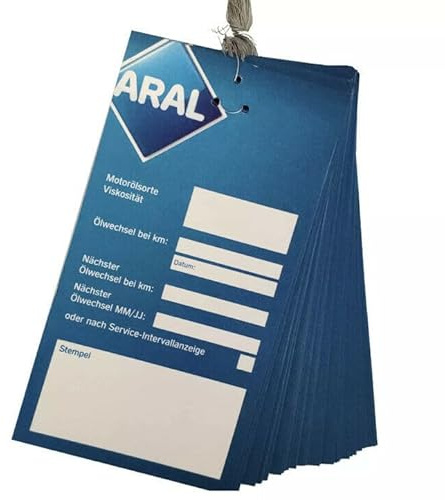 Generisch 50x Aral Ölwechselanhänger Ölzettel Ölanhänger Ölwechsel Ölservice KFZ