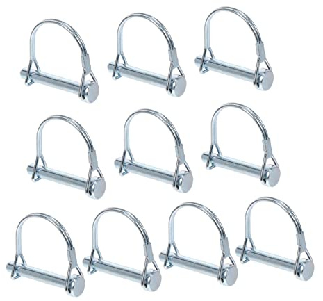 FONDOTIN 10pcs Steel Coupler Shaft Locking Pins D-shaped Hitch Pins 8x43mm with Spring Lock for Trailer, Lawn, and Farm Equipment Safety Security