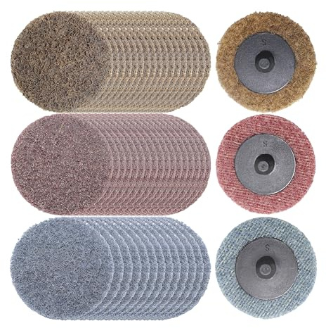 Merryland Discos De Cambio Rápido 50mm Amoladoras Neumáticas, 50 mm Mezclado Discos De Lijado De Cambio Rápido 50 Piezas, Discos De Vellón Pintura Óxido Metal Acero Hierro, DGTAA50C4