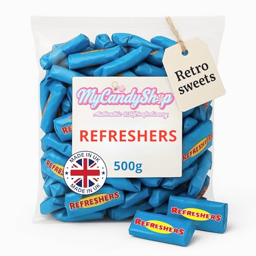 Swizzles Refreshers Sweets 500g - Mini Chew Bars with Fizzy Sherbet - Individually Wrapped Lemon Halal Sweets - Mini Refresher Bars for Sharing 500g