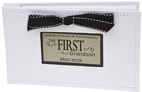 Großeltern Geschenke 1. Grandson Brag Book Weiß fauxsuede hält 32 4 x 6 Bilder