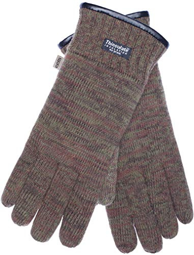 EEM Herren Strickhandschuhe, weiche Wolle oder Baumwolle je nach Farbe, Thinsulate Thermofutter, Saum mit Paspelierung