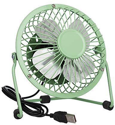 Invero® Mini USB 4-Inch Tilting Desktop Cooling Fan with Metal Shell and Aluminium Blades ideal for Home, Office, Laptops, Notebooks, Desktop PC's and more - Simple Plug & Play - Green