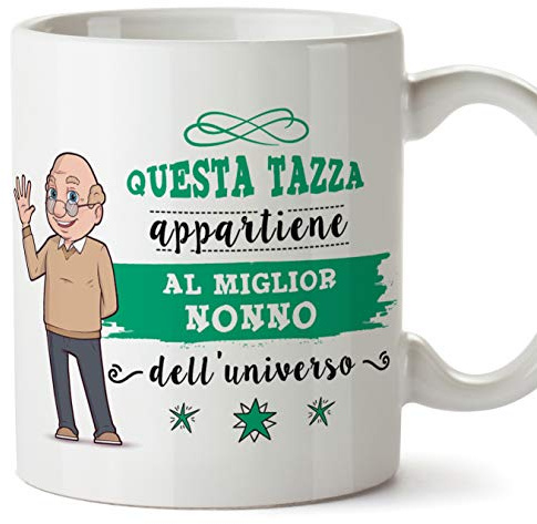 MUGFFINS Nonno Tazza/Mug - Questa Tazza Appartiene al Miglior Nonno dell'Universo - Idea Regalo Festa del papà/Tazza Miglior Nonno in Ceramica. 350 m