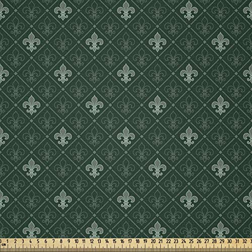 ABAKUHAUS Fleur De Lis Stoff als Meterware, Barock-, Microfaser Stoff für Dekoratives Basteln, 1M (230x100cm), Salbeigrün