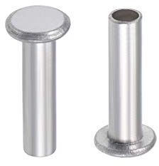 sourcing map 100Pcs M3x12mm Aluminium Tête plate Semi-tubulaire Rivets Argenté