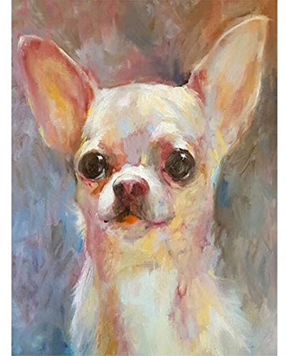 YSCOLOR Diamond Painting Full Borr Round Diamond Broderi White Chihuahua Dog Diy Diamantmålning Cross Stitch Pattern Sömnad Konst Hantverk Heminredning 30X40cm