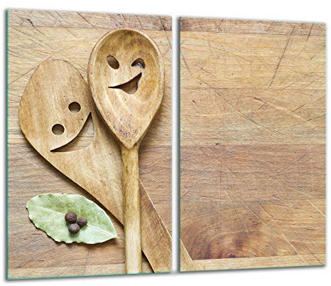 TMK ArtDeko Herdabdeckplatte 2 Teilig 30x52 cm - Spritzschutz Herdabdeckung – Herdschutz aus Sicherheitsglas – Robust, Hygienisch & Rutschfest– Schutz für Induktion, Ceran, Gas & Elektro
