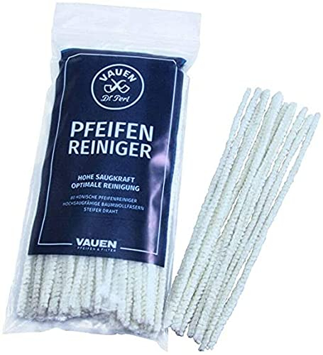 VAUEN Baumwoll Pfeifen Reiniger - 1 x 80er Packung Basteln Plüsch biegsam neutral Weiss