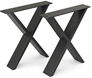 Vicco Tischbeine, Schwarz, 40 x 42 cm | X-Form, zur einfachen Montage an Esstischen und Arbeitsplatten