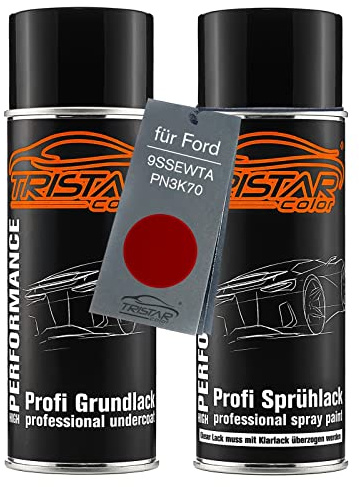 TRISTARcolor Autolack Spraydosen für Ford 9SSEWTA / PN3K70 Candy Red Perl | Set aus Grundlack + Basislack, Sprühdosen 400ml
