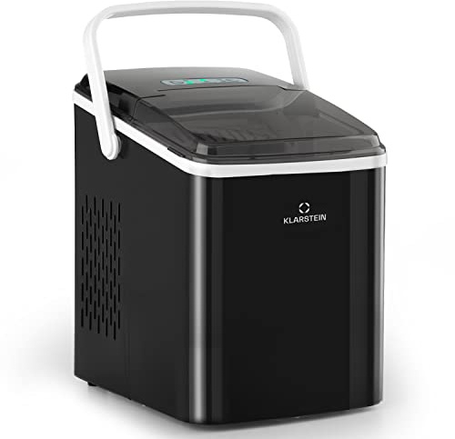 Klarstein Arctic Porter, Ice Maker Encimera 12 kg, Maquina para Hacer Cubitos de Hielo Grandes y Pequeños para Casa con Panel Táctil y Sistema Auto Limpieza, Función Rápida