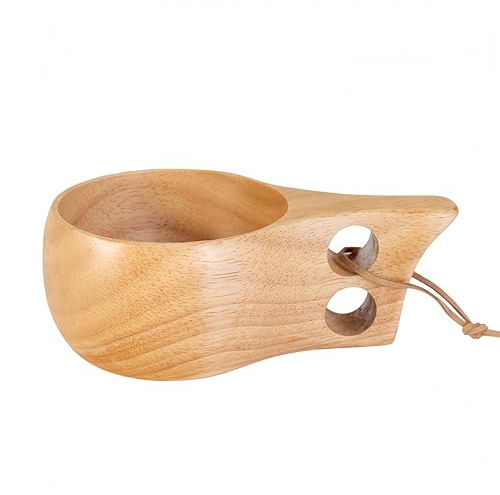 JINYOMFLY Holztasse Holztassen 200ml, Kuksa Holztasse Kaffeetasse aus Holz, Natürlicher Holzbecher Kuksa Tassen Holz Tragbar für Wandern, Camping oder als Geschenk