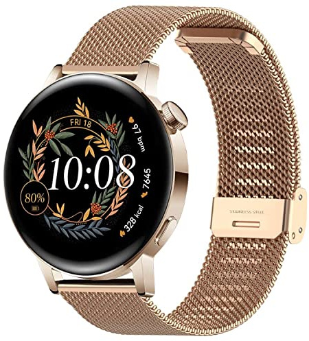 Armband kompatibel med Huawei Watch GT 3/GT2 42 mm metallarmband 20 mm rostfritt stål armband för Galaxy Watch 4 40 mm 44 mm/4 Classic 42 mm 46 mm/Galaxy Watch Active 2, 16.5 cm - 21 cm, Rostfritt