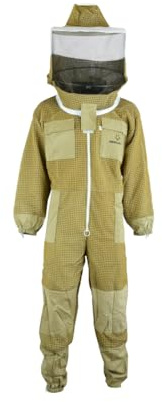 Imkeranzug Premium mit Atmungsnetz für Imker Bienen Stichfest weiß oder braun 120 140 S M L XL XXL, L · braun