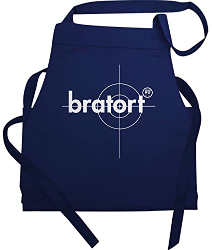 Schürze - Grillschürze - Erwachsene - Bratort Grill Geschenk I Grillmeister I Grill Fans - 60x87 - Navy Blau - geschenke für hobbyköche kochschürze herren grillen mit aufdruck bäckerschürzen