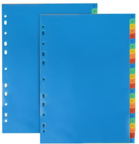 File Dividers, FOME 2 Pack Multicolor Binder Tab Dividers A4 for 3 Ring Binder or Notebook Dividers, 11 Hole Plastic Index Folder Divider with 26 Tab for 2/3/4/11 Ring Binders, Letter A-Z Dividers