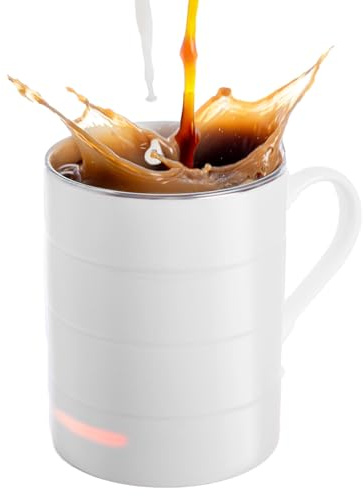 Glowstone Smart Mug – Self-Heating Fine Bone China Coffee & Tea Cup, Automatic Temperature Control, Dishwasher Safe, Wireless Induction Charging, 12 oz, British-Designed Luxury Drinkware, White