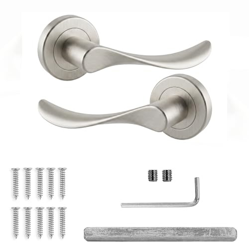 Decoranddecor Brushed Chrome Door Handle Levers Aluminium Alloy Handles Lever with Fixings and Accessories