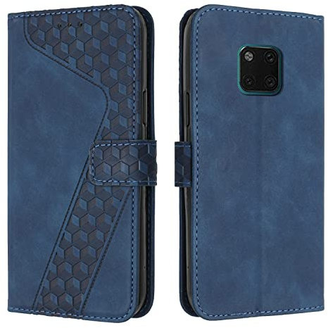 OKZone Funda para Huawei Mate 20 Pro, PU Cuero Flip Carcasa Fundas Móvil de Tapa Libro Caso Piel PU para Huawei Mate 20 Pro, Billetera Tarjetero Case Telefono Cubrir Móvil Phone Cover(Azul)