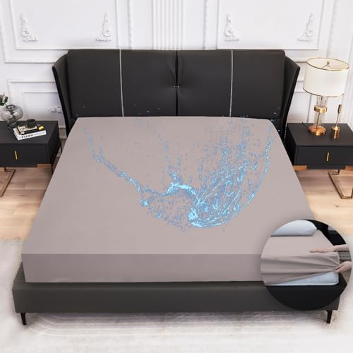 Arcona Matratzenschoner wasserdicht 140x200, Inkontinenz Spannbettlaken, Atmungsaktive Matratzenbezug, wasserdichtes Bettlaken Nässeschutz, Waschbar Spannbetttuch Grau