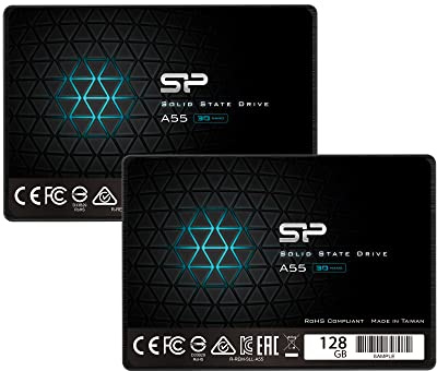 Silicon Power 2-Pack 128GB SSD 3D NAND A55 SLC Cache Performance Boost SATA III 2.5 7mm (0.28) Unità a stato solido interna