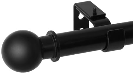 Gardinenstangen mit runden Endstücken, ausziehbar 80 bis 380 cm, 25 mm, schwarze Gardinenstange für Ösenvorhänge, Metall-Gardinenstange mit verstellbaren Halterungen, Beschläge für Schlafzimmer,