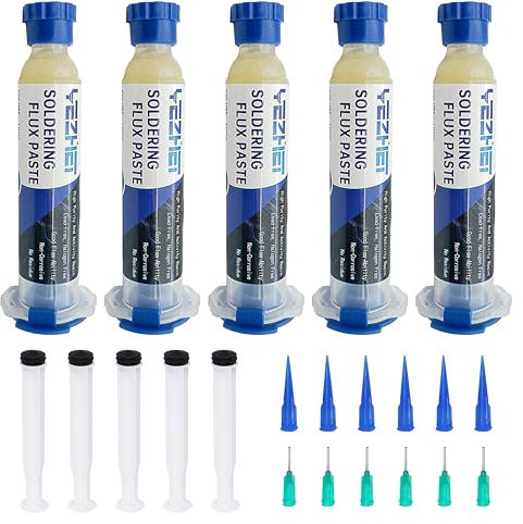 YEZHET Solder Flux for Electronics Soldering, No Clean Soldering Flux Paste(10CC/Bottle) for PCB, 5 PACK