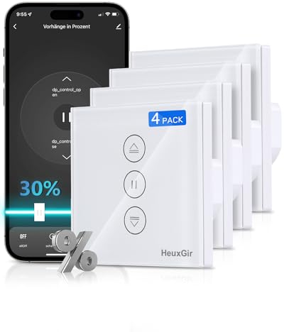 HEUXGIR rolladenschalter alexa unterputz,smart home rolladensteuerung, Kompatibel mit Alexa und Google Home,80 * 80mmJalousien Rolladensteuerung Benötigt Nullleiter 4Pcs