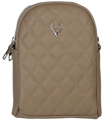 Trachtenland Damen Trachtentasche „Emma“ – Dirndl Umhängetasche mit Hirsch Applikation – kleine Handtasche aus Kunstleder mit Rautensteppung – 2 Fächer & verstellbarer Gurt