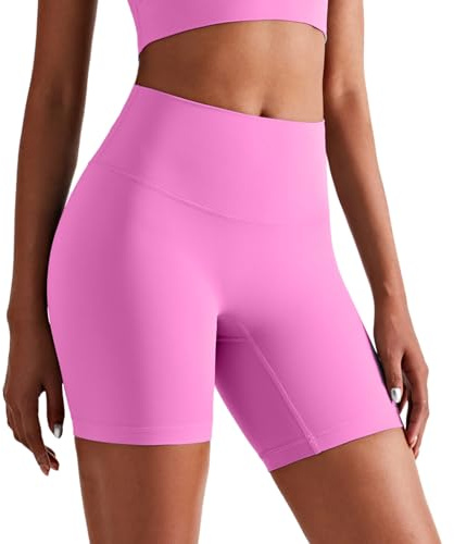 JTSONN Kvinnor Sömlösa Gym Shorts Cyklister Fitness Shorts Sportshorts Hög Midja Yoga Byxor Korta Leggins Kvinnor Hotpants, Rosenröd, S