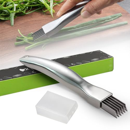 Shred Silk The Knife, 2024 New Upgrade Edelstahl gehackte grüne Zwiebel Messer, Zerkleinerung Cutter Shredder Messer Haushalt Multifunktionale Food Slicer Gadget (1)