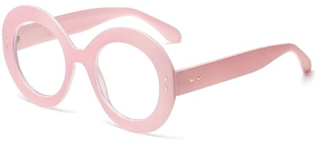 LJCZKA Runde Blaulichtfilter Brille Damen Herren, Runde Brille Ohne Stärke Anti-Müdigkeit für PC, Handy, Fernseher